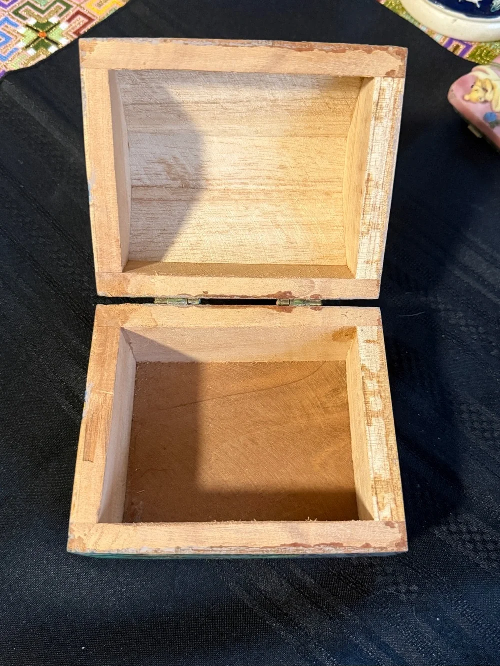 Hand painted wooden Jungle safari trinket keepsake box